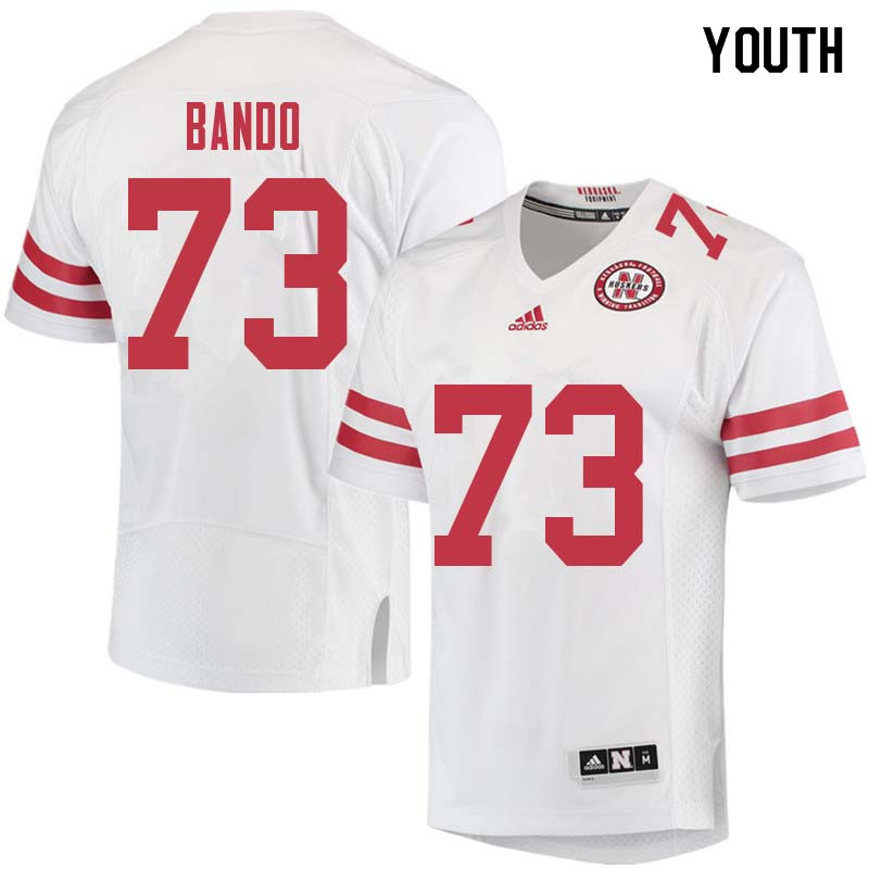 Youth #73 Broc Bando Nebraska Cornhuskers College Football Jerseys Sale-White - Click Image to Close